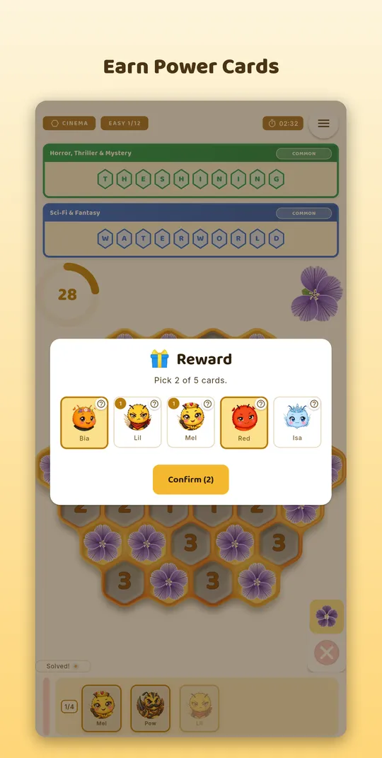 Reward: pick power cards