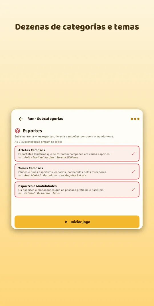 Categorias e subcategorias